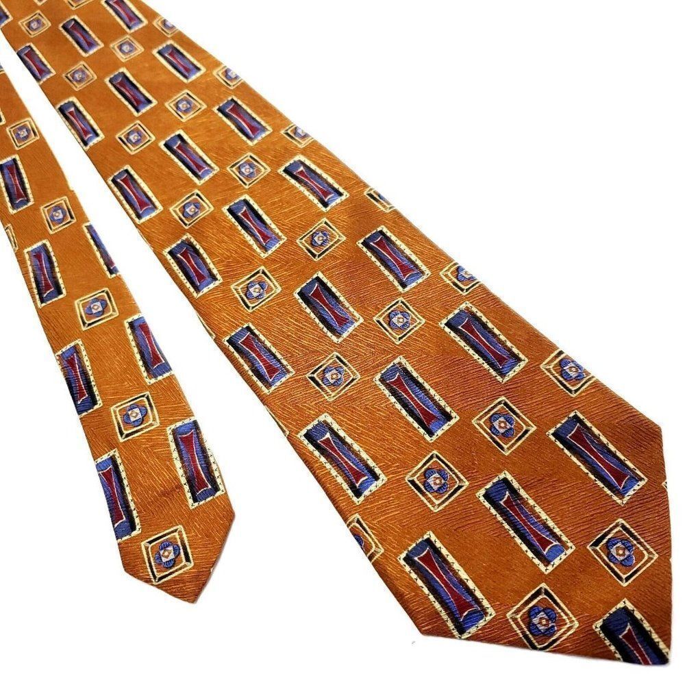 Ferrell Reed Brown Silk Tie Woven Geometric